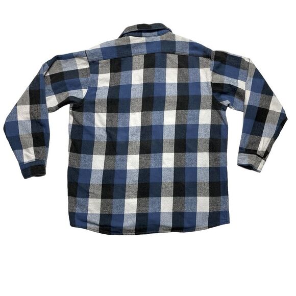 Vintage 90s Dakota Plaid Heavyweight Flannel Shirt Long Sleeve Blue Size XL Tall - Picture 2 of 16